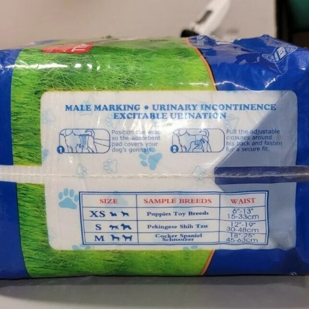 12 Pack Dog Wraps Doggie Diapers Pet Soft Disposable Male Wrap Dog Diaper Small